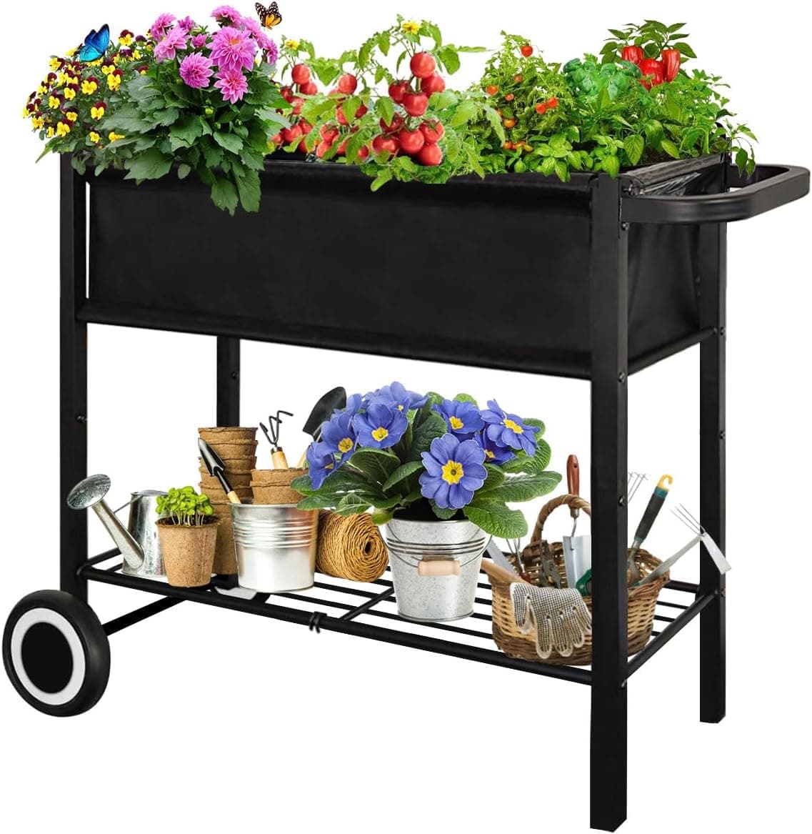Fiwithy Raised Garden Bed with Legs Standing Elevated Planter Cart on Wheels