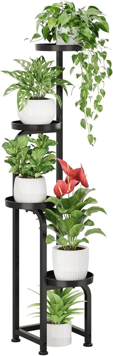 Bamworld Tall Plant Stand Indoor Outdoor, Corner Metal 4 Tier Heavy Duty Plant Shelf
