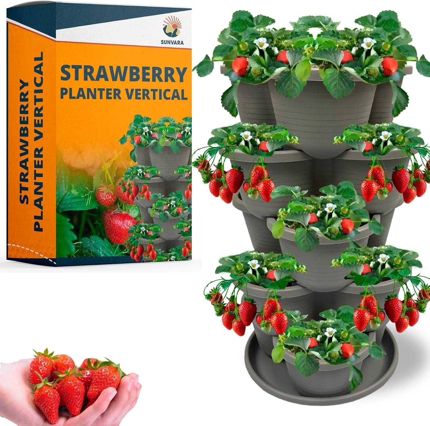 SunVara Strawberry Planter Vertical Stackable 5 Tier Tower