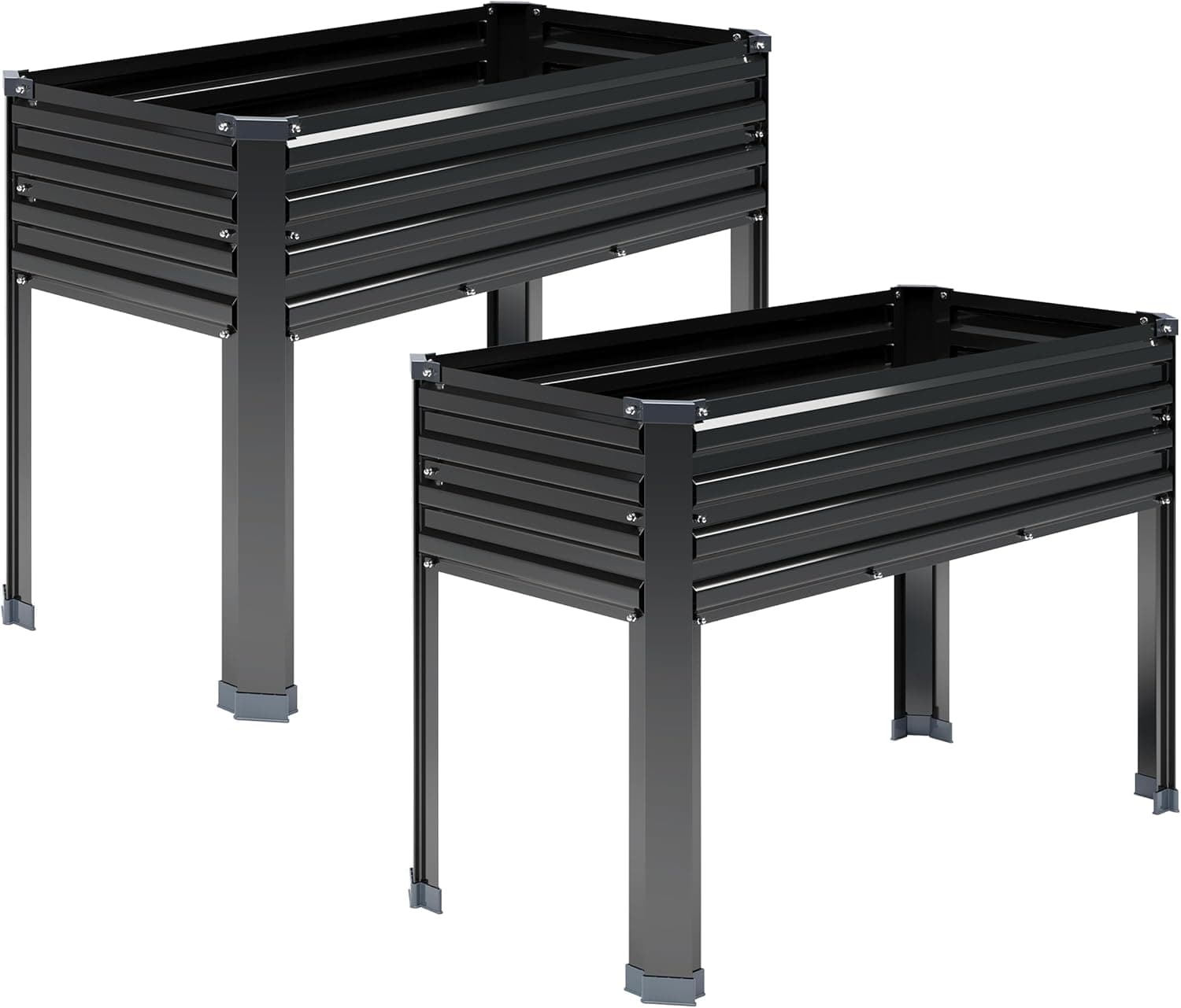 DIIYIV 2PCS Galvanized Raised Garden Bed with Legs, 48x18x30in Elevated Planter Box, 300lb Capacity