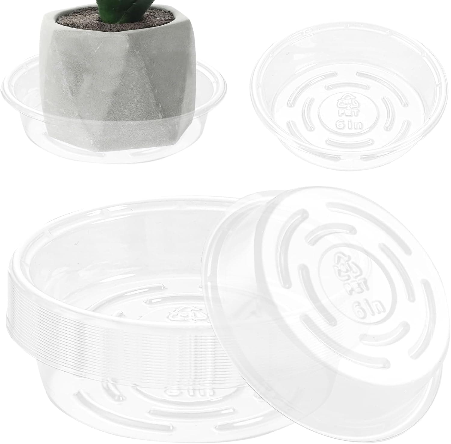 Plant Saucer 20 Pack Plant Trays for Pots 6 Inch Plastic Plant Saucers for Outdoors and Indoors Clear Drip Trays for Potted Plants No Holes