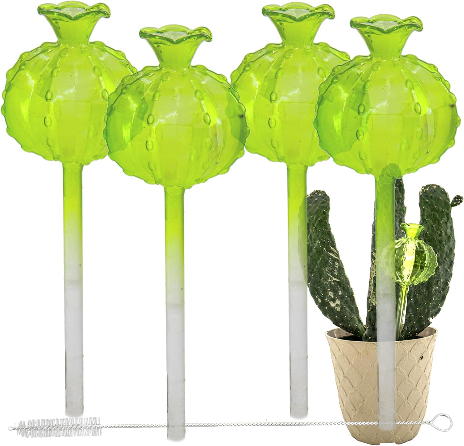Aqua Glass Plant Watering Globes Self Watering Insert Spike Orbs (4 Pack)