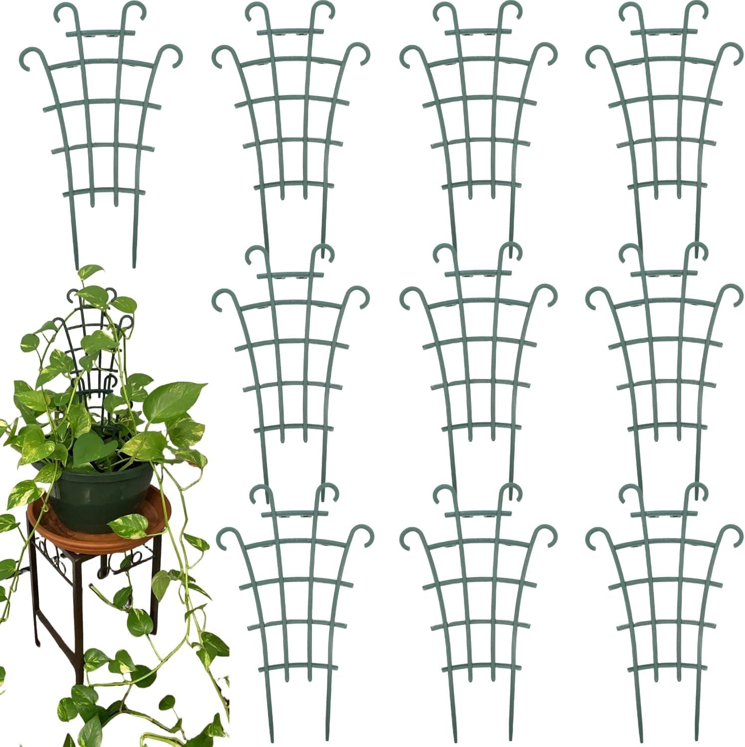 Plant Trellis for Potted Plants, Stackable Plastic (10 Pack)