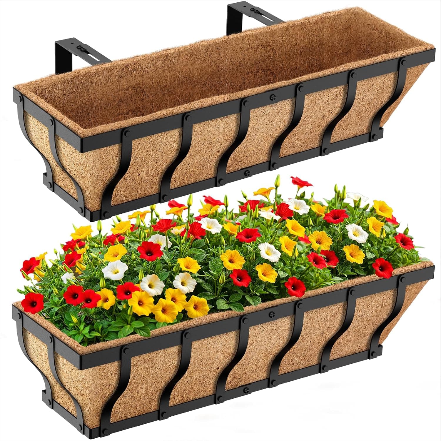 VOXOR Railing Planter Boxes Heavy Duty Window Box 24 Inch 2 Pack