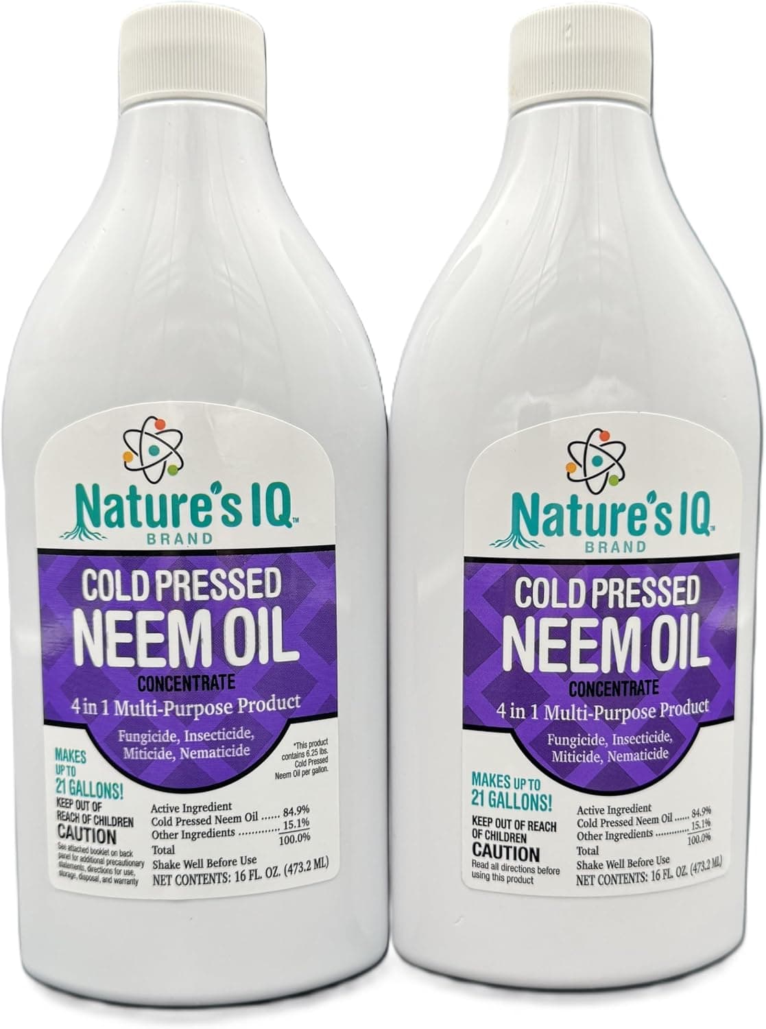 Nature's IQ Advanced Formula Neem Oil, 16 Fl Oz, Built-in Mixing Agent, Controls Insects, Mites, Fungus, Nematodes