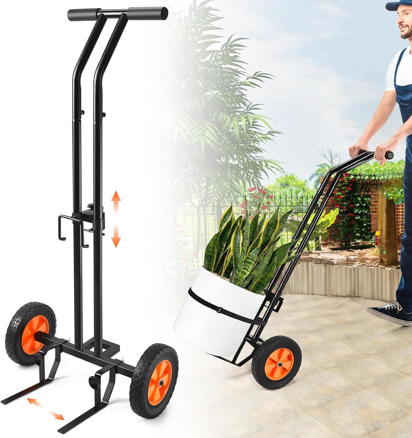 Plant Caddy with Wheels Plant Mover Cart Adjustable Grabbing Arm 175 LBS