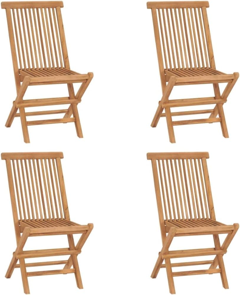 Patio Folding Chairs 4pc Teak Wood, Weather Resistant
