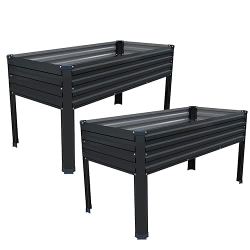 DIIYIV 2PCS Galvanized Raised Garden Bed with Legs,48×24×30in Black