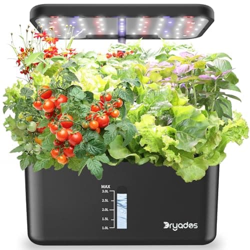 Dryades Indoor Garden 10 Pods Hydroponics Growing System w/LED Grow Light | Plant Germination Kit, Smart Quiet Pump, Adjustable Height Hydroponic Planter, Countertop Herb Garden, Ideal Gift Idea