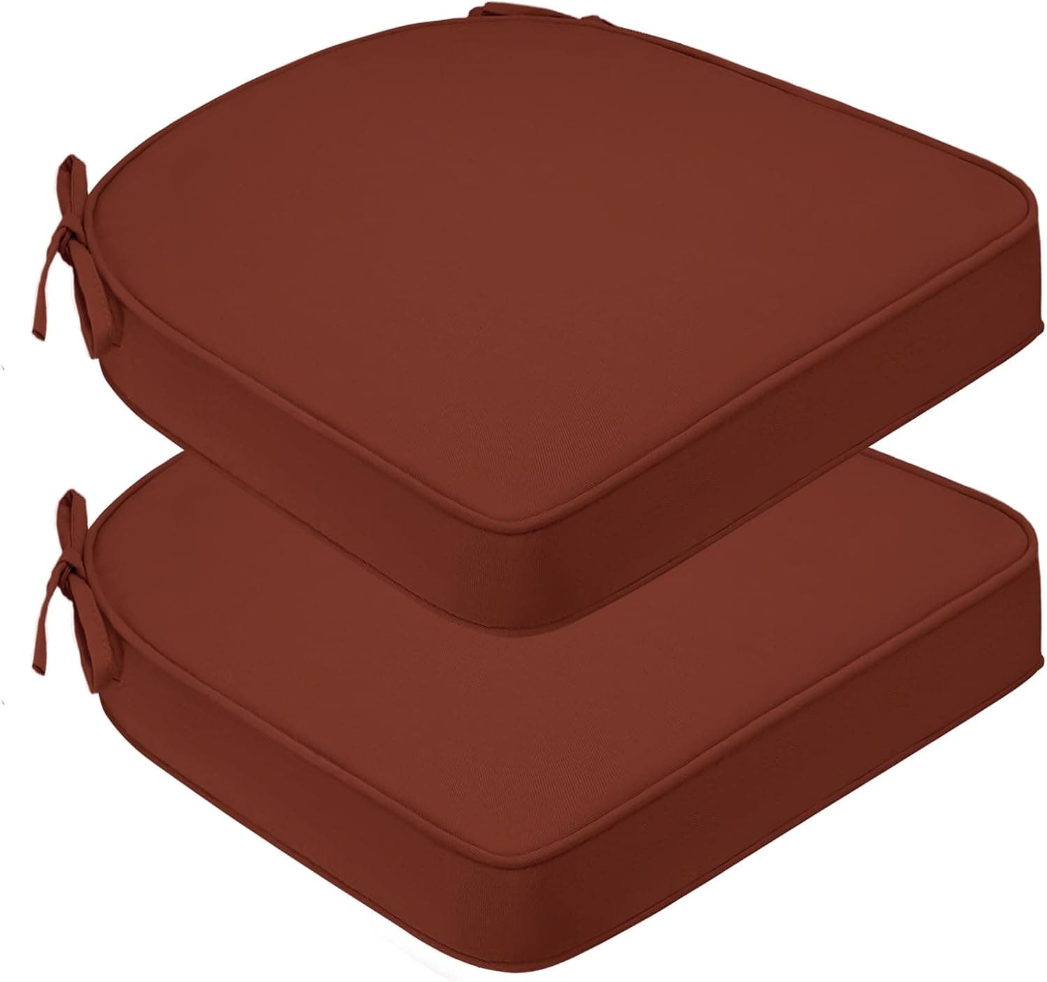 Outdoor Seat Cushions U & D-Shaped 17x16, UV & Weather-Resistant, Set of 2, Brick Red