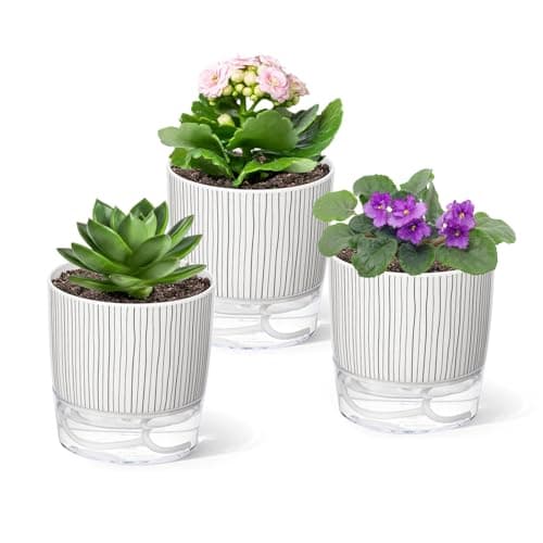 3 Pack Self Watering Pots Set, 4 Inch Self Watering Pots for Indoor Plants