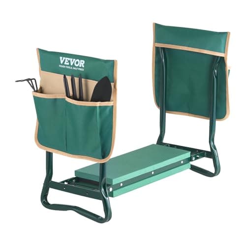 VEVOR Garden Kneeler and Seat Heavy Duty, Kneeling Bench for Gardening | Portable Garden Stool with Kneeling Pad and 2 Tool Bags, Garden Chair to Relieve Knee & Back Pain, Great Gifts for Seniors