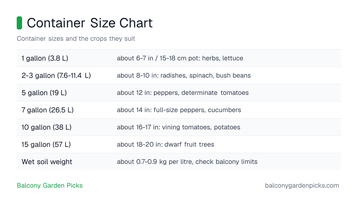 Container Size Chart