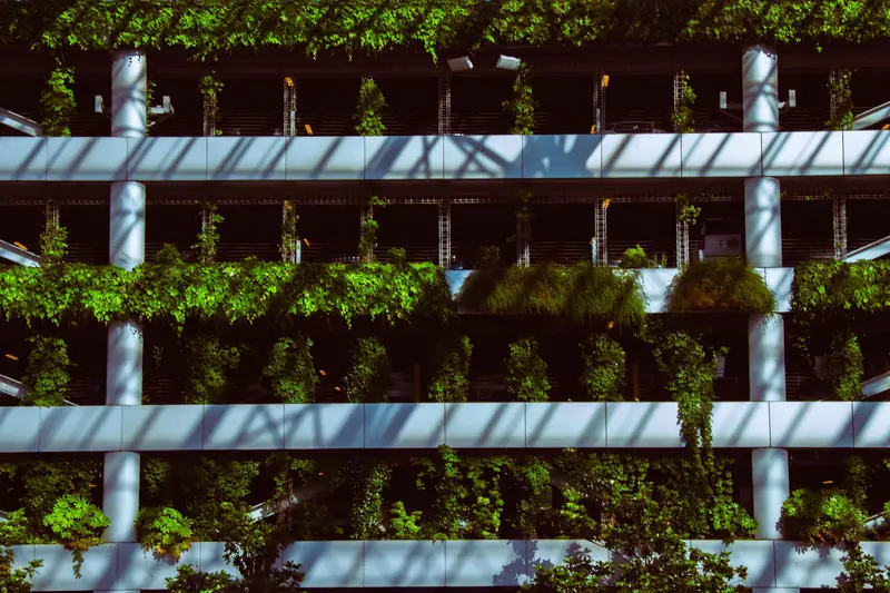 Modern facade with lush vertical garden in Portland, showcasing urban greenery